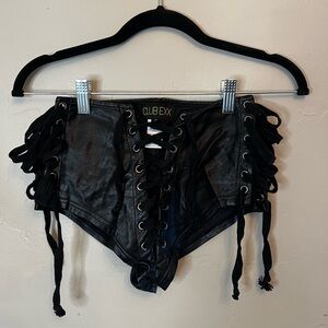 Club exx faux leather booty shorts